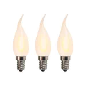 3er Set E14 LED-Kerzenlampen matt BXS35 1W 2200K