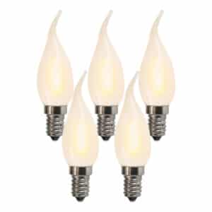 5er Set E14 LED gefrostete Kerzenlampe BXS35 1W 100 Lumen 2200K