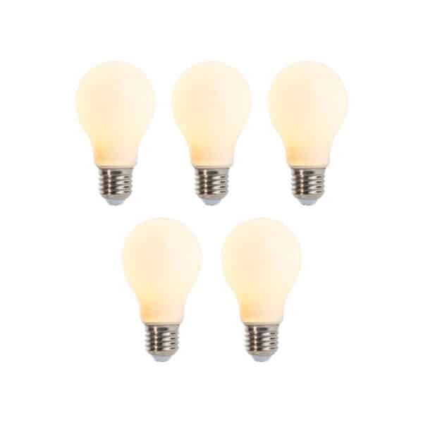 5er-Set dimmbare LED-Lampen E27 A60 matt 5W 380lm