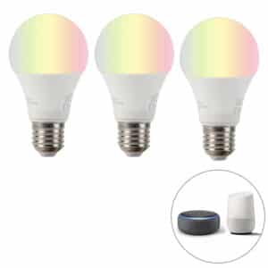 Intelligentes 3er-Set E27 RGBW LED-Lampe A60 9W 800 lm 2200-4000K