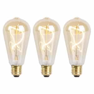 Set mit 3 dimmbaren LED-Spirallampen E27 ST64 Gold 4W 270 lm 2100K