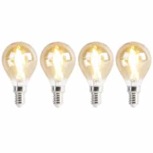 Set mit 4 E14 LED-Lampen P45 Gold 2W 180 lm 2100K