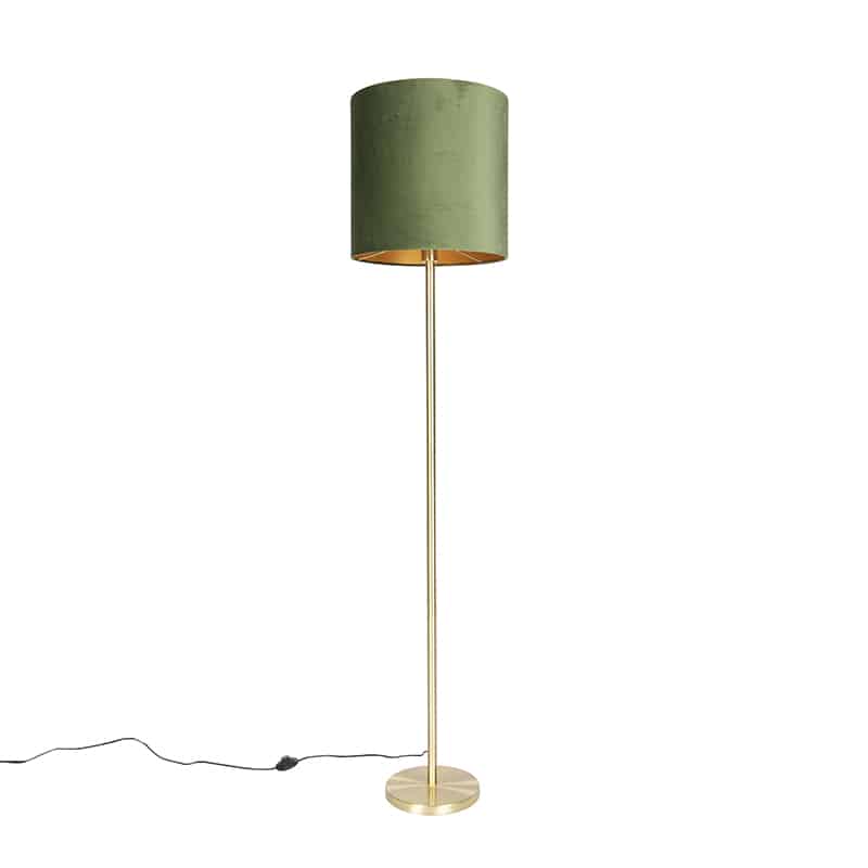 Botanische Stehlampe Messing mit grünem Schirm 40 cm - Simplo