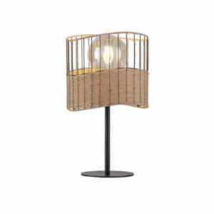 Land Tischlampe schwarz mit Rattan - Treccia