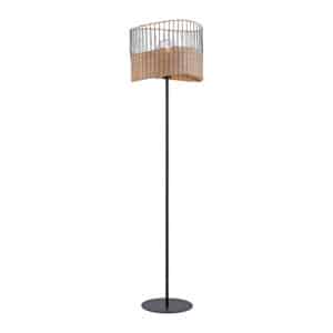 Ländliches Stehlampe schwarz mit Rattan - Treccia