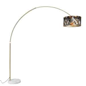 Bogenlampe Messing mit Schatten Blumenmuster 50 cm - XXL