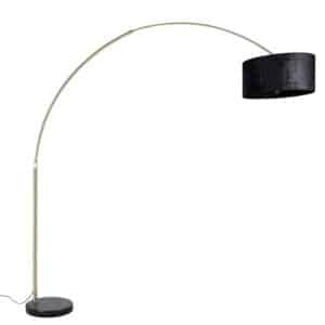 Bogenlampe Messing mit schwarzem Stoffschirm schwarz 50 cm - XXL