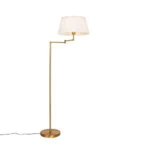 Bronze-Stehlampe mit weißem Faltenschirm und verstellbarem Arm - Ladas Deluxe