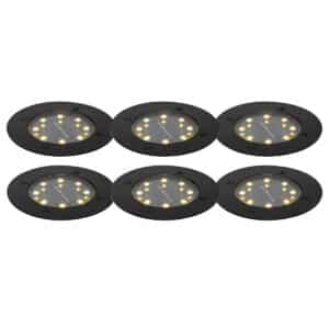 Set mit 6 schwarzen Bodenstrahlern inkl. LED IP65 Solar - Terry