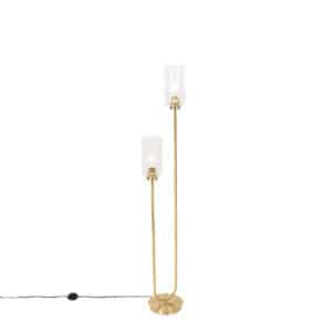 Art-Deco-Stehlampe Gold mit Glas 2-flammig - Laura