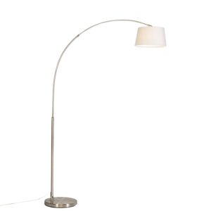 Moderne Bogenlampe aus Stahl mit weißem Stoffschirm - Arc Basic